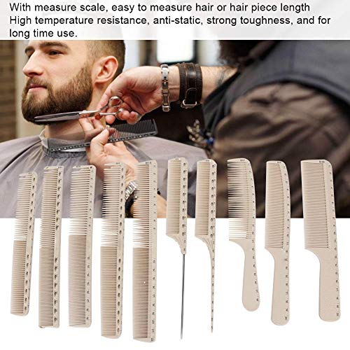 Peine de peluquería de 10 piezas, peine de corte de peluquería profesional para uso en salones para mujeres y hombres con escala de medida(10 piezas de peine para el cabello)