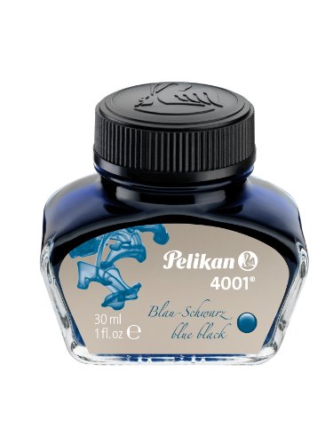 Pelikan 301028 - Tinta para pluma estilográfica 4001, frasco de vidrio de 30 ml, color Negro - Azul