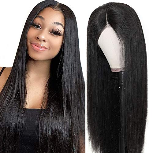 Pelucas parte media lace front natural lisa pelucas humanas naturales mujer largas pelucas pelo naturales 100% human hair wigs straight pelucas de pelo humano remy 150% density 18 inch