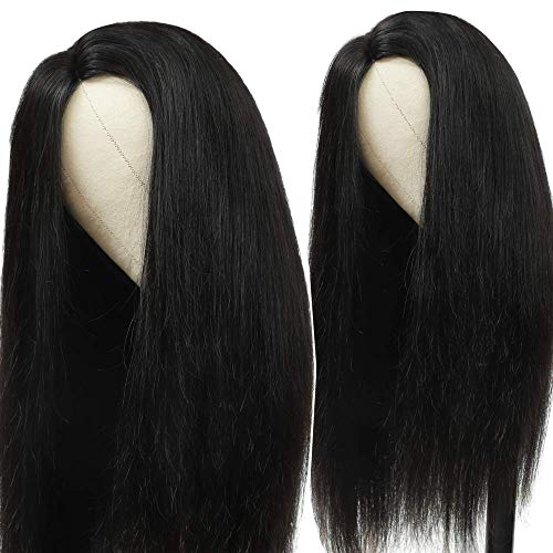 Pelucas parte media lace front natural lisa pelucas humanas naturales mujer largas pelucas pelo naturales 100% human hair wigs straight pelucas de pelo humano remy 150% density 18 inch