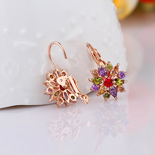 Pendientes chapados en oro, con zirconias cúbicas, para mujer (niña o adulta), ideal para regalo