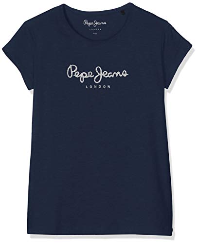 Pepe Jeans Hana Glitter S/s Camiseta, Azul (Navy 595), 2 años (Talla del Fabricante: 2) para Niñas