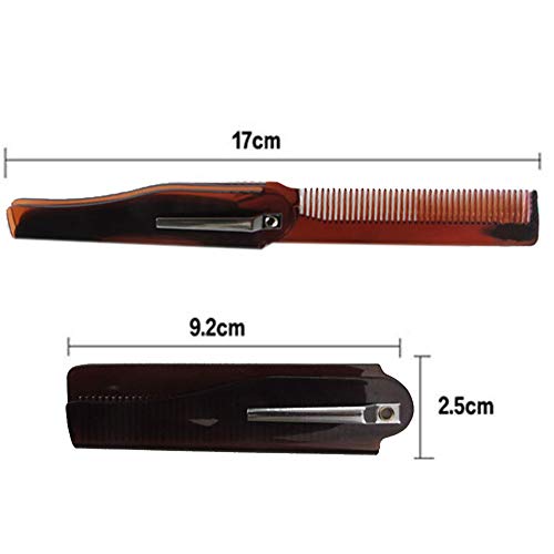 Pequeño Bolsillo Moustche Barba Peine Portátil De Viaje Peines De Plástico Mini Portátil Forma De La Cabeza De Aceite Cuchillo Plegable Del Tipo Peine Masculino (Brown)