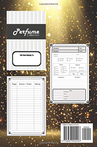 Perfume Collector’s Logbook: Golden ray shining cover-perfume bottle collection workbook-Fragrance Review Journal- Gift book for family, friend, lover, partner