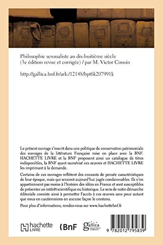 Philosophie sensualiste au dix-huitième siècle (3e édition revue et corrigée)