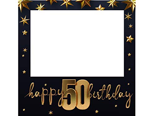 Photocall Feliz 50 Cumpleaños Estrellas 100 x100 cm | Regalos para Cumpleaños | Photocall Económico y Original | Ideas para Regalos | Regalos Personalizados de Cumpleaños