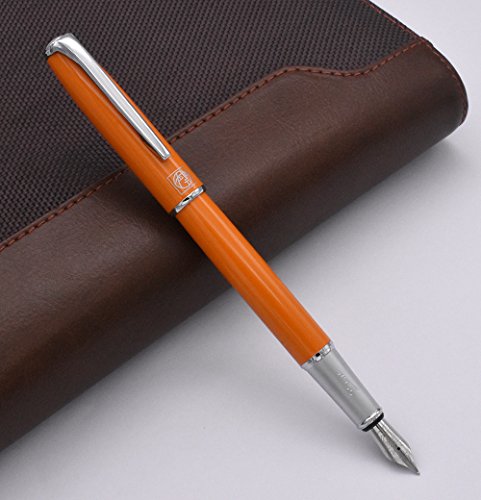 Picasso 916 Malaga - Pluma estilográfica, punta fina, 0,5 mm, pluma de caligrafía, bolígrafo de regalo de lujo para negocios, colección de bolígrafos vintage con convertidor de tinta (naranja)