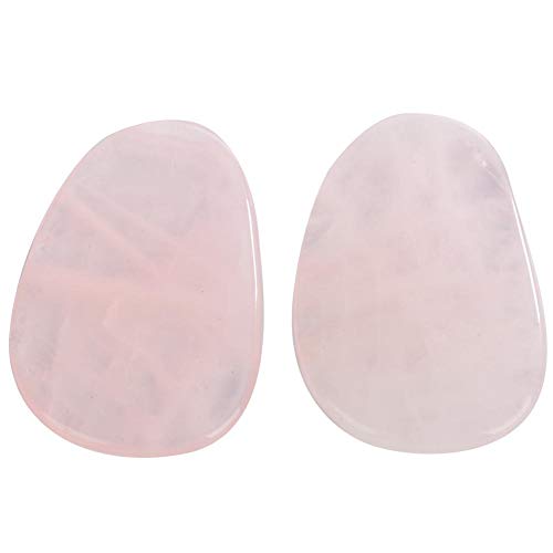 Piedra de cuarzo rosa natural china, herramienta de masaje Guasha, tratamiento facial para raspar la herramienta de cuidado de la salud, antiarrugas antienvejecimiento (2PCS en uno)