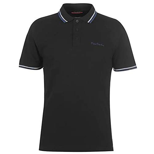 Pierre Cardin - Polo de corte clásico para hombre, con franja en el cuello y las mangas Multicolor Negro ( XXL