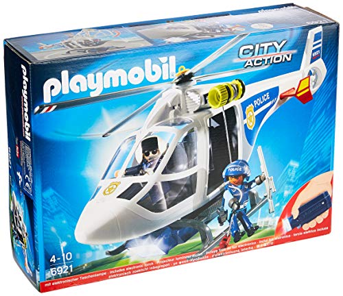 PLAYMOBIL City Action Helicóptero de Policía con Luces LED, a Partir de 4 Años (6921)