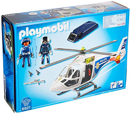 PLAYMOBIL City Action Helicóptero de Policía con Luces LED, a Partir de 4 Años (6921)