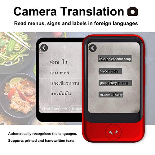 POCKETALK"S" Traductor de voz/camara Rojo - Dispositivo portátil de traducción bidireccional - Datos moviles incorporados (eSIM)