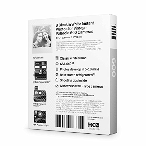 Polaroid Originals - 4671 - Película Negro y Blanco para cámara 600 - Marco Clásico Blanco
