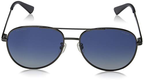 Police Chief 1 Gafas de sol, Gris (Shiny Gun Metal/Blue), 58.0 para Hombre