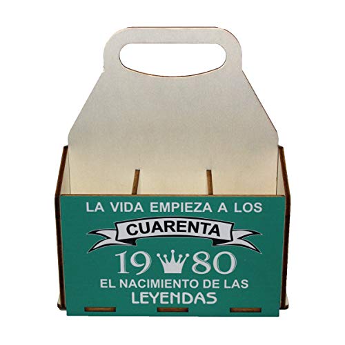 Portacervezas de madera, paquete de seis cervezas, caja portadora de seis, portacervezas de seis, regalo cerveza, cumpleaños 40 años, regalo 40 años, de madera, 40 cumpleaños, cumpleaños hombre, 1980