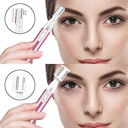 Precisión Recortadora Cejas Eléctrica para Mujer, Sin Dolor Afeitadora de Vello Facial, Mejorado Removedor de Pelo, Eyebrow Trimmer Razor Eléctrico Cortadora de Cejas para Barbilla Cuello Labio