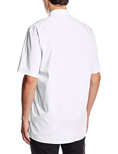 Premier Workwear Short Sleeve Pilot Shirt Camisa, Blanco (White), Large para Hombre