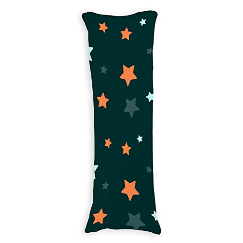 Promini Green Star Pattern Cute Trendy Unique Body Pillow Cover Pillowcases Cushion with Hidden Zipper Closure for Sofa Bench Bed Home Decor 20"x54"