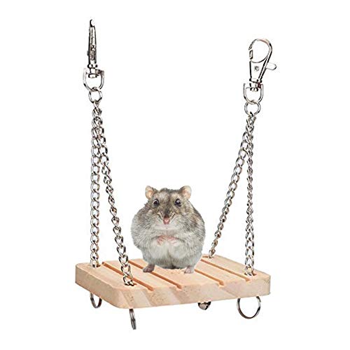 Pssopp Hamster Swing Toy Cama Colgante para Mascotas de Madera Jaula para hámster Accesorios para hámster Jerbo Conejillo de Indias Chinchilla