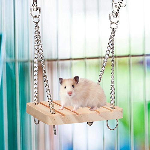 Pssopp Hamster Swing Toy Cama Colgante para Mascotas de Madera Jaula para hámster Accesorios para hámster Jerbo Conejillo de Indias Chinchilla