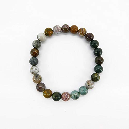 Pulsera de Jaspe Océano 8mm Minerales y Cristales, Belleza Energética, Meditacion, Amuletos Espirituales