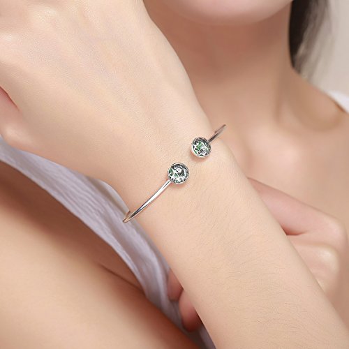 Pulsera de plata de ley 925, con diseño de árbol de la vida y cristal verde, circonita cúbica, para mujer