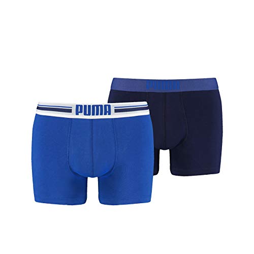 Puma Placed Logo - Pack de 2 bóxers para hombre, color azul, talla S