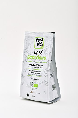 Pura Vida Café Ecológico Descafeinado Molido - 4 Paquetes de 250 gr - Total: 1000 gr