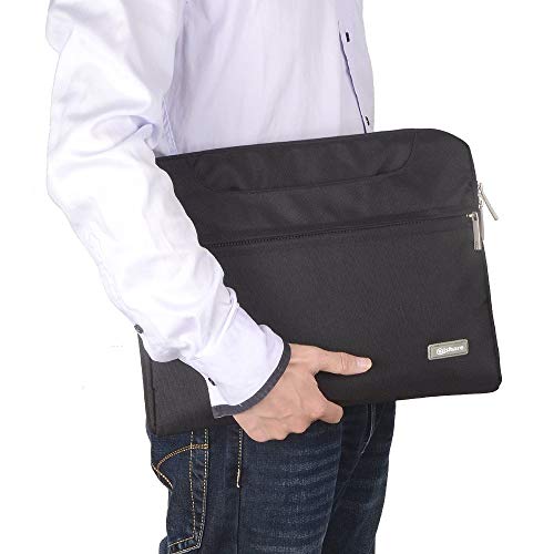 Qishare 13.3-14 Pulgadas Multifuncional portátil Hombro Bolsa maletín portátil de Ordenador portátil Caso Portador de la Ordenador portátil Messenger Caso(13.3-14 Pulgadas,Negro)