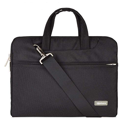 Qishare 13.3-14 Pulgadas Multifuncional portátil Hombro Bolsa maletín portátil de Ordenador portátil Caso Portador de la Ordenador portátil Messenger Caso(13.3-14 Pulgadas,Negro)