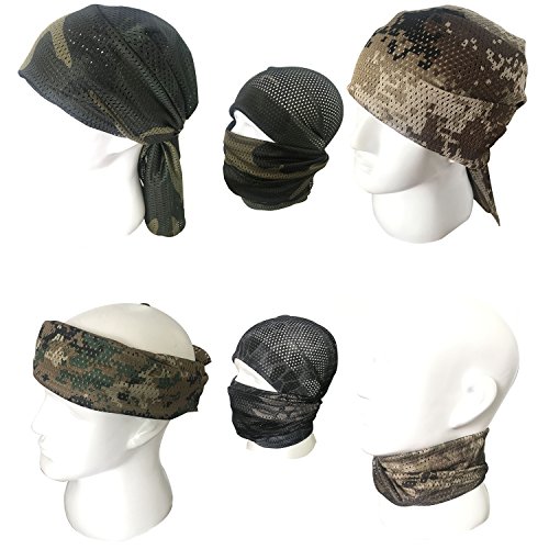 QMFIVE Táctica Bufanda Camuflaje, Hombres y Mujeres Unisex Tocado Militar Multiusos Estilo Tocado Bufanda para Campo Militar Actividades al Aire Libre (Typhon Kryptek)