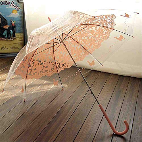 QNBD Non-Automatic Long Handle Umbrellas Romantic Lace Transparent Imitation Lace Umbrella For Lolita Fashion Women  A