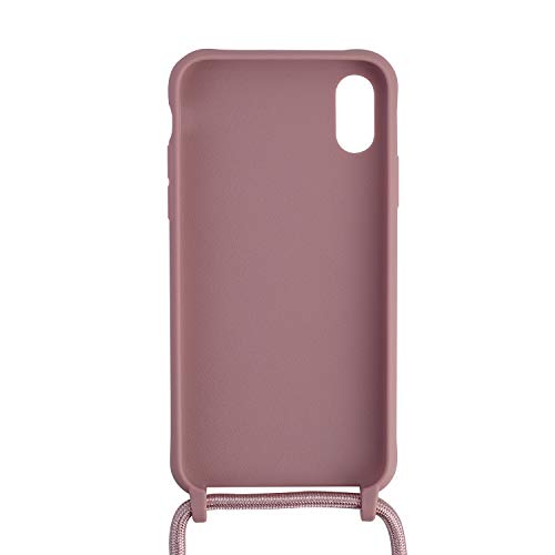 Ququcheng Funda Compatible con iPhone 7/iPhone 8,Ajustable Collar Correa de Cuello Cordón Cuerda Carcasa TPU Bumper Silicona Skin Caso para iPhone 7/iPhone 8-Rose Oro