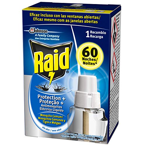 Raid - Recambio para Difusor Eléctrico Protection Plus Anti Mosquitos Comunes y Tigre, Regulador y Modo Alta Protección
