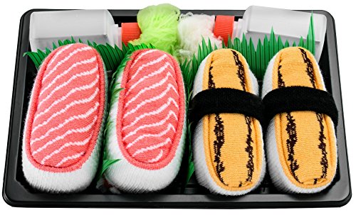 Rainbow Socks - Mujer Hombre Calcetines Sushi Salmón Tamago - 2 Pares - Tamaño 41-46