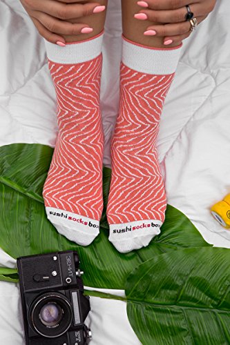 Rainbow Socks - Mujer Hombre Calcetines Sushi Salmón Tamago - 2 Pares - Tamaño 41-46