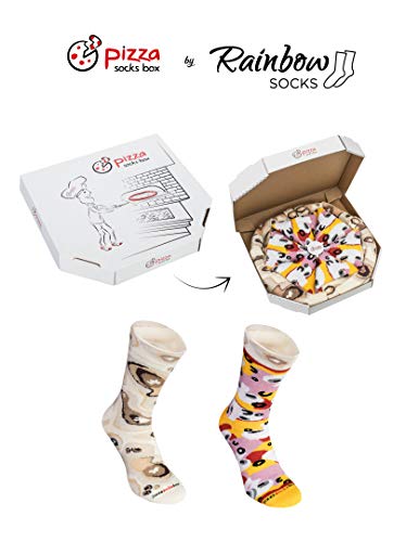 Rainbow Socks - Pizza Caprichosa Mujer Hombre - 4 pares de Calcetines - Tamaño 41-46