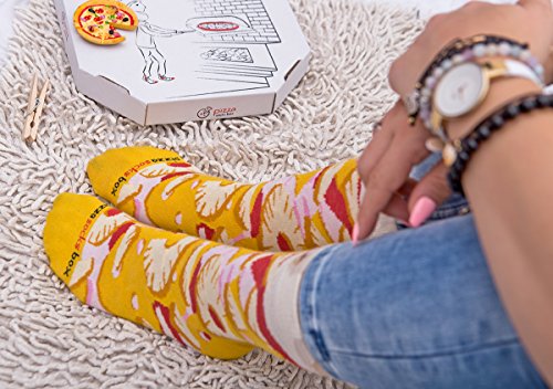 Rainbow Socks - Pizza MIX Italiana Hawaiana Caprichosa Mujer Hombre - 4 pares de Calcetines - Tamaño 36-40