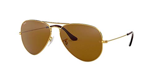 Ray-Ban Aviator Large Metal, Gafas de Sol Unisex Adulto, Dorado (Crystal Brown & Silver Gradient Mirror), 58