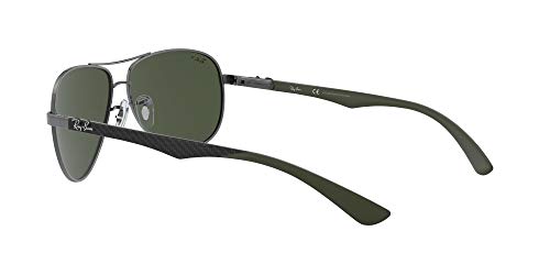 Ray-Ban - Gafas de sol Aviador RB8313 para hombre, Multicolor (Marco: Gunmetal / Gris / Verde, Lente: Polarizado Verde Clásico 004 / N5)