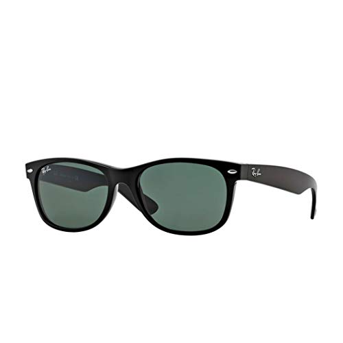 Ray-Ban New Wayfarer 2132 622 55 Gafa De Sol, Color Negro Mate Con Cristales Verdes G-15