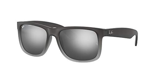 Rayban Justin RB4165 - Gafas de sol Unisex, Gris (Rubber Grey/Grey Transp), 51 mm