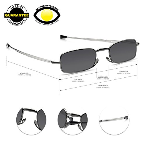 Read Optics Gafas Hombre/Mujer PLEGABLES Compactas de Sol para Lectura Vista (+2.00 Dioptrías) con Funda Rígida de Bolsillo - Lentes Tintadas Rayguard™ Protección UV-400 y Antireflejos- Graduadas +1.5