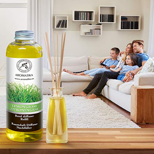 Recambio Difusor Lemongrass 200ml - Aceite 100% Puro y Natural Limoncillo - Fragancias de Duraderas - 0% Alcohol - Mejor para Aromas Naturales - Ambientador de Ambiente - Difusor de Varillas