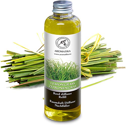 Recambio Difusor Lemongrass 200ml - Aceite 100% Puro y Natural Limoncillo - Fragancias de Duraderas - 0% Alcohol - Mejor para Aromas Naturales - Ambientador de Ambiente - Difusor de Varillas