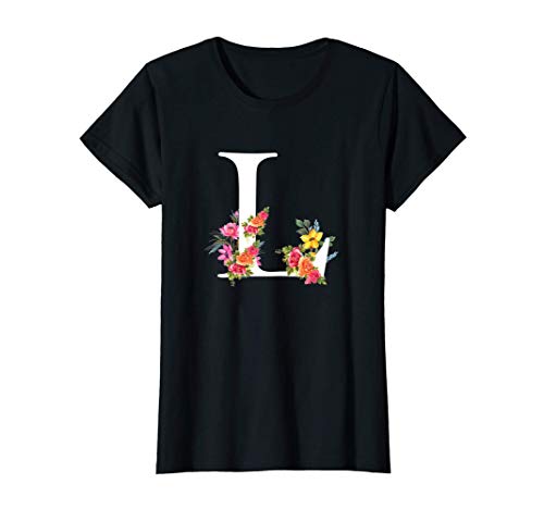 Regalo De Letras Del Abecedario Floral - Nombre Con L Flor Camiseta