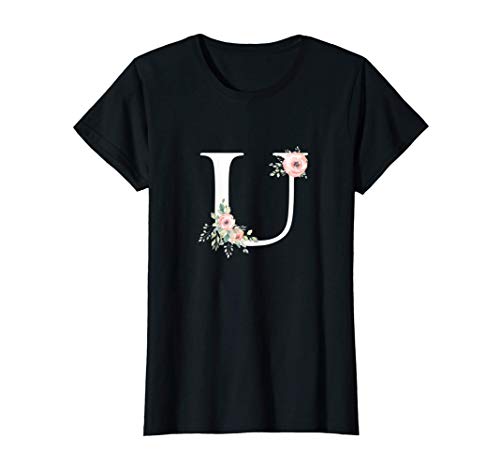 Regalo De Letras Del Abecedario Floral - Nombre Con U Flor Camiseta