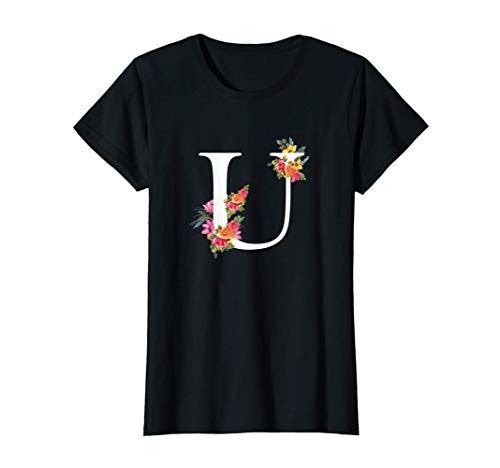 Regalo De Letras Del Abecedario Floral - Nombre Con U Flor Camiseta