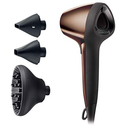 Remington Air 3D - Secador de Pelo, Secador Iónico, 2 Concentradores, 1 Difusor, 1800 W, Bronce - ref. D7777