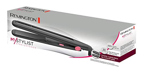 Remington My Stylist S1A100 Plancha de Pelo, Cerámica, Digital, Placas Estrechas Extra Largas, Negro